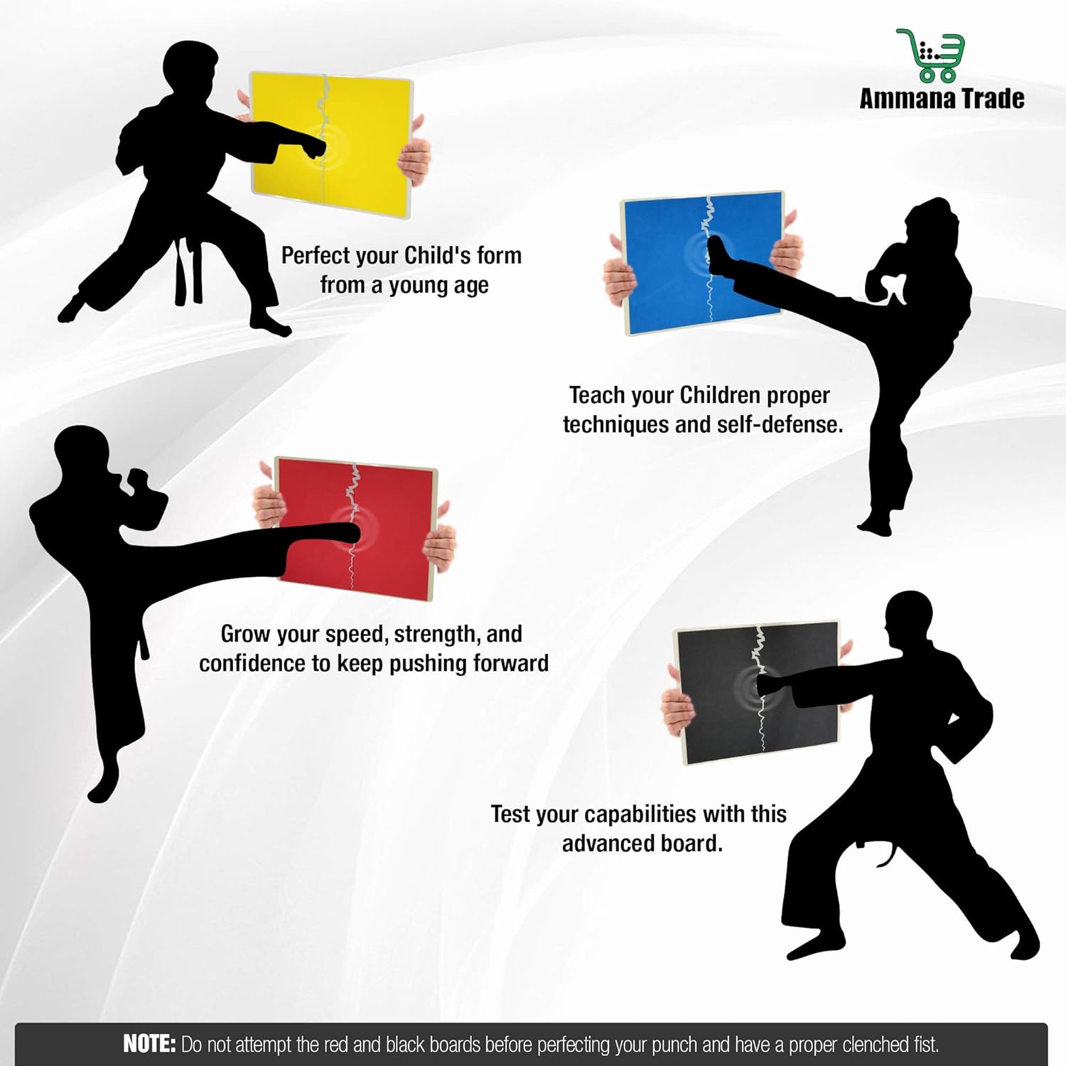 Ammana Trade Rebreakable Punching Boards, Taekwondo Karate and Martial Arts Board for Kids and Adults, Boxing Equipment and Kickboxing (Yellow/Easy): Sports & Outdoors