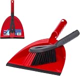 Vileda Dust Pan & Brush Set 2in1 Ergonomic Handle Rubber Lip Bristles view 1