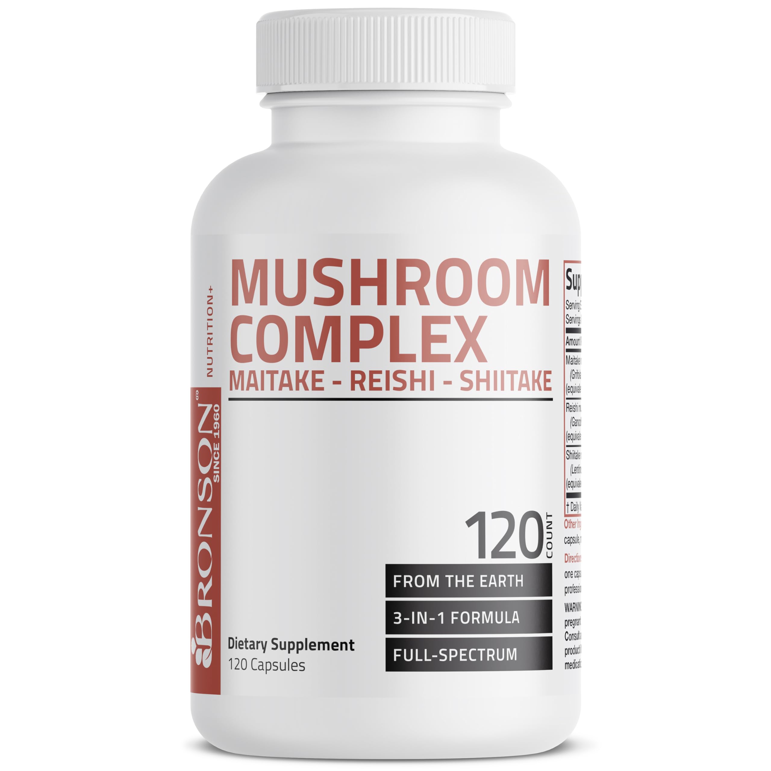 Triple Mushroom Complex - Maitake - Reishi - Shiitake - Powerful Antioxidant and Immune System Booster - Full Spectrum Mushroom Complex - 600 mg Capsules - 120 Count