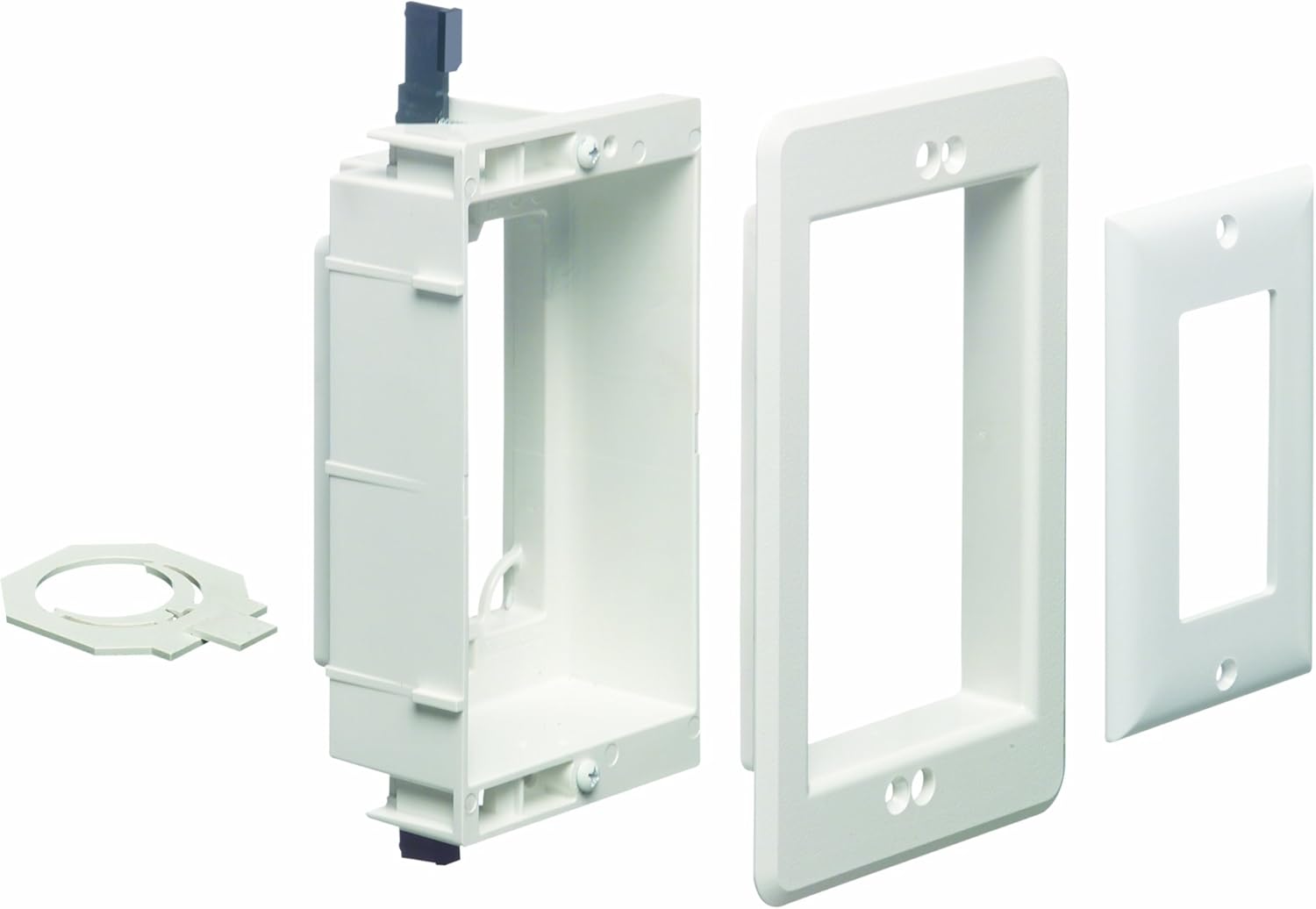 Arlington LVU1W-1 Recessed Low Voltage Mounting Bracket with Paintable Wall Plate, 1-Gang, White