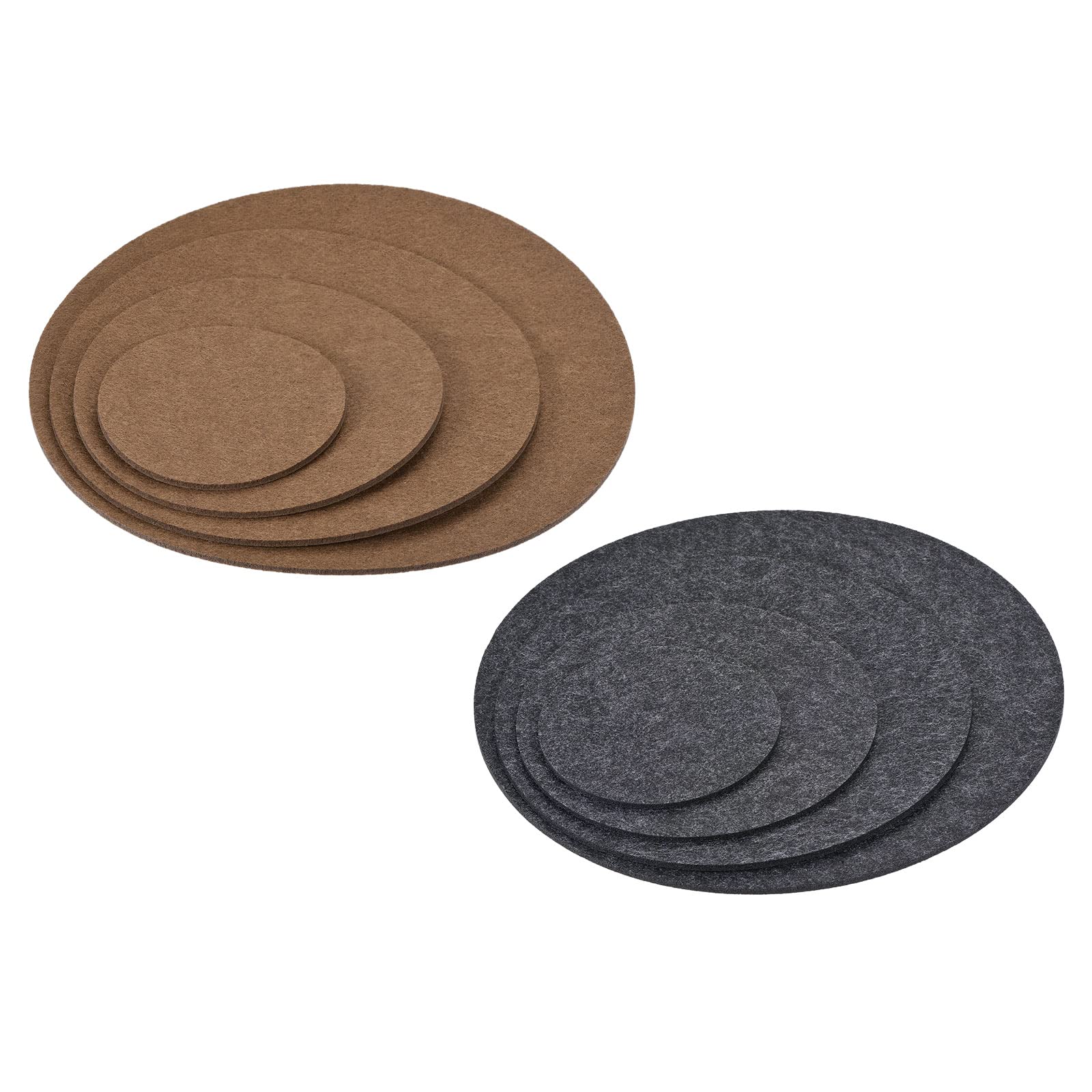 M METERXITY 16 Pack Planter Coasters Set Felt Round Flowerpot Drip Pad Mat Apply to Outdoor/Garden (4" 6" 8" 10", Brown, Gray)