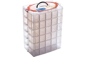 Sooyee 6 Layers Stackable Storage Container Clear 60 Adjustable Compartments,Compatible with Small Toys Arts and Crafts Piping Tips Hardware Storage Organizer