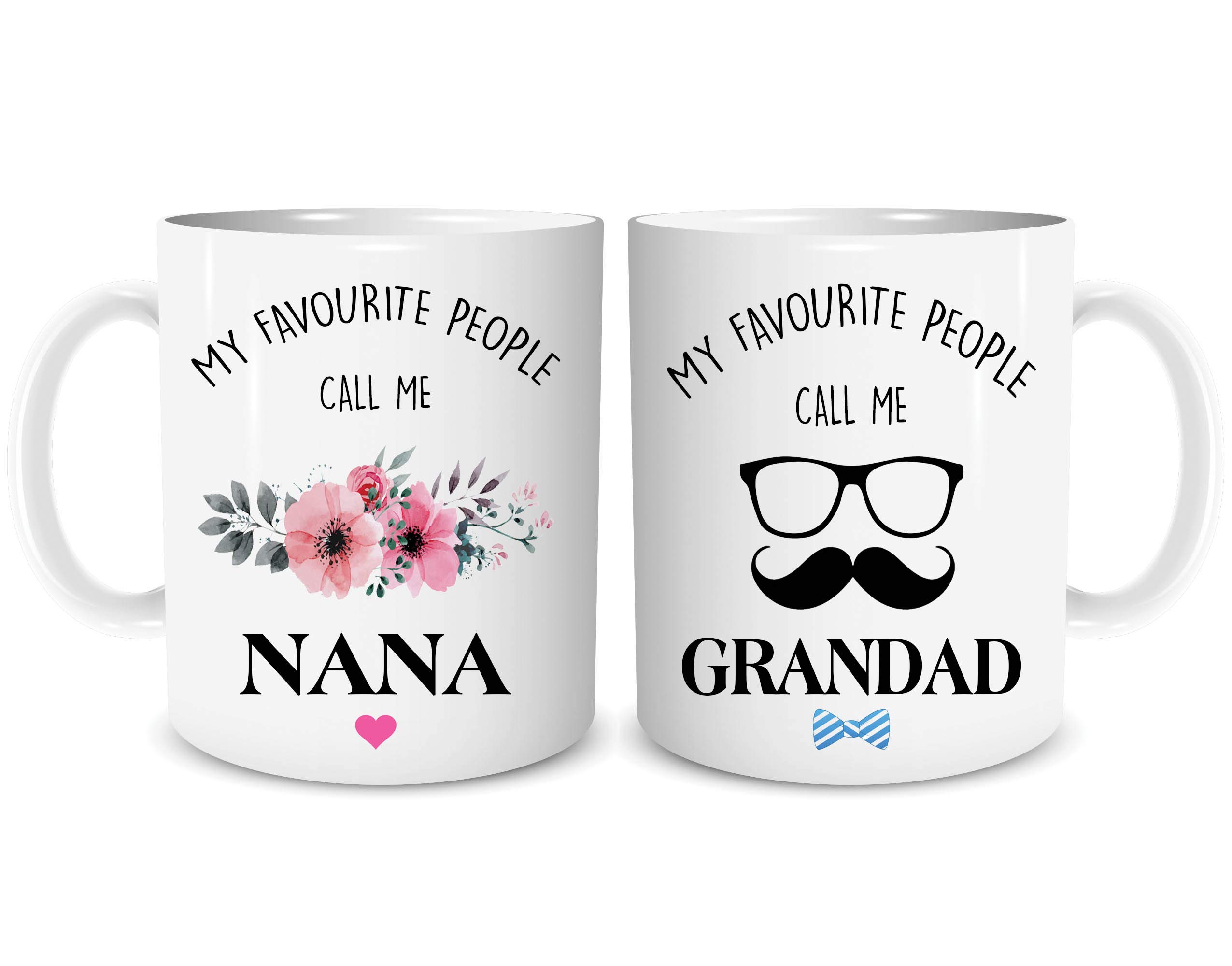 Mug Set Nana and Grandad Gift Present Couples Coffee Mugs Grandparent Tea Mug Cup Christmas WSDMUG2128, White