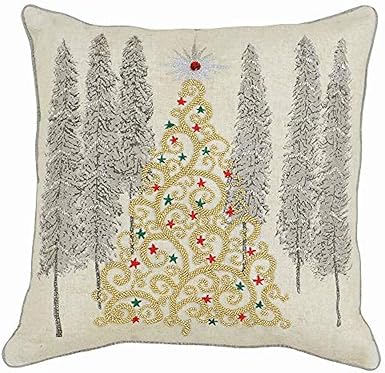 Amazon Com Riva Paoletti Advent Gold Christmas Tree Cushion Cover