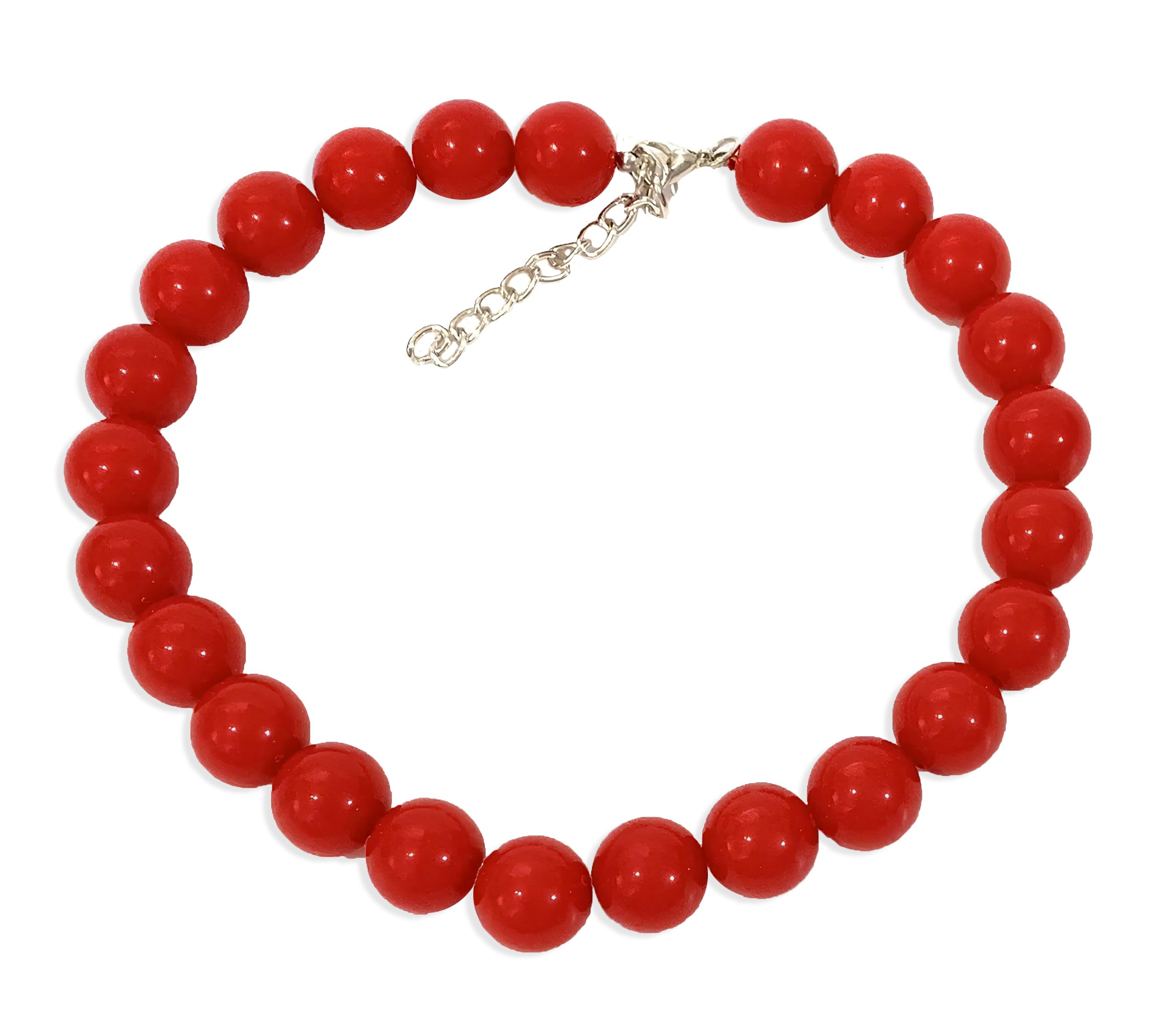 Caprilite 18mm Large Big Giant Faux Pearl Bead Statement Necklace Choker Vintage - Red