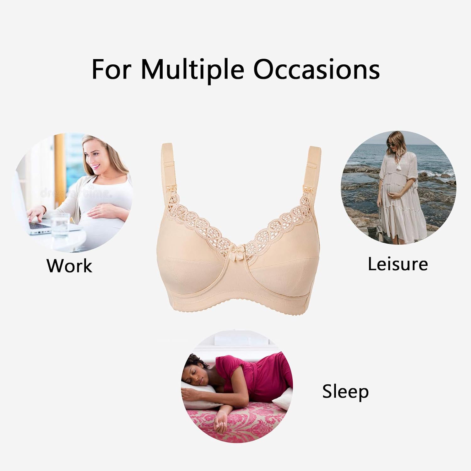 Gratlin Women's Lace Plus Size Cotton Wireless Maternity Nursing Bra for Breastfeeding at  Women’s Clothing store