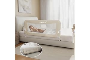HOMEAL Bed Rail for Toddlers, 47in Foldable Toddler Bed Rails with U-Shape Base, Baby Bed Rail Guard for Twin Size, Full Size, Queen Size, King Size Beds, Bed Guard Rail for Toddlers, Beige