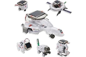 FLECHOZO 6-in-1 STEM Solar Robot Kit, Solar Robot Space Toys Building Science Kits, Educatoinal Learning Science Building Toys DIY Educational Science Kits Gift for Kids Ages 8-12(White)