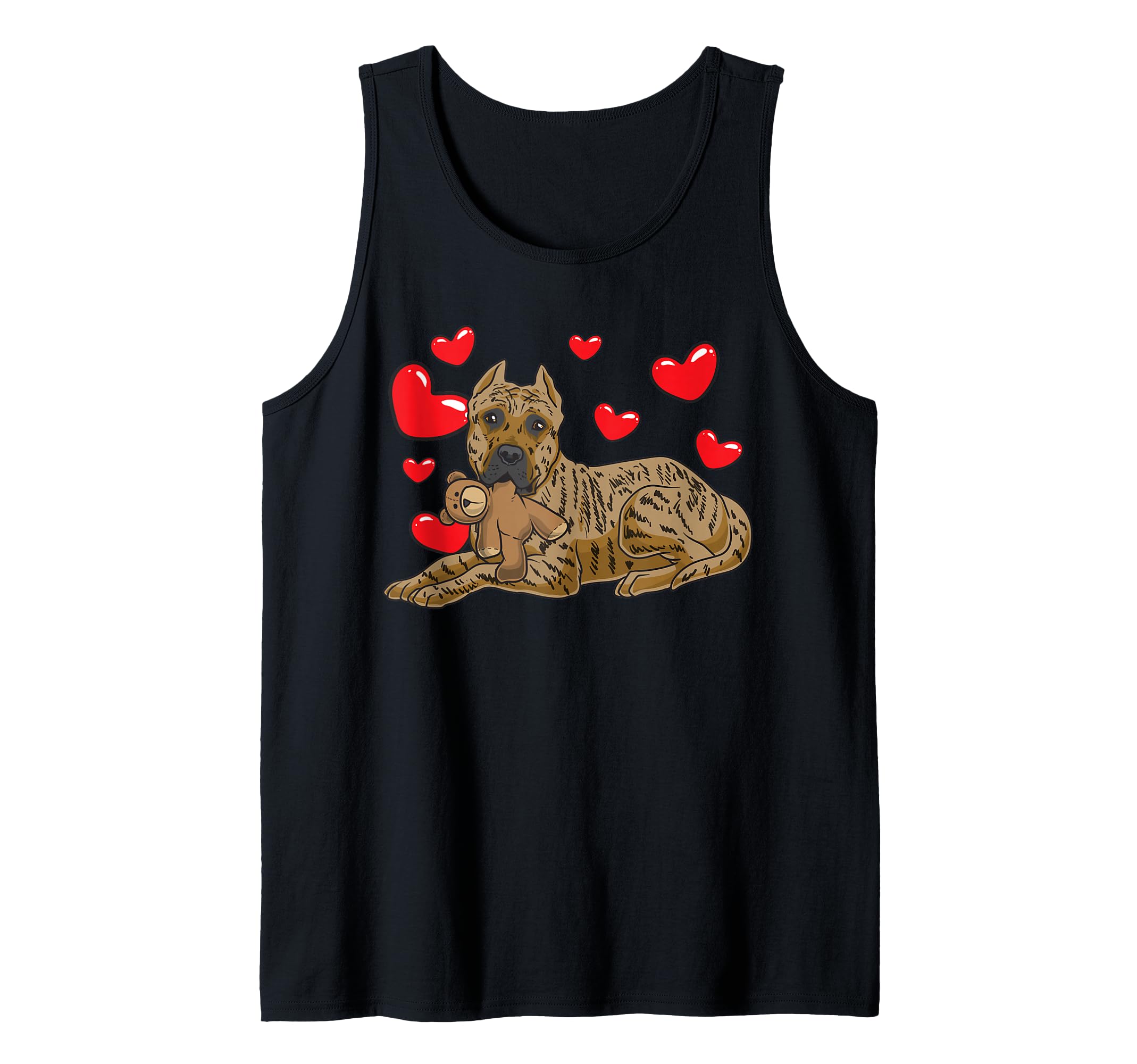 Dogo Canario Dog with Soft Toy and Many Hearts Tank Top