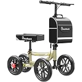 BlessReach All Terrain Knee Scooter for Adults Foot Injuries,11&rdquo; Big Wheels | 300lbs Foldable Leg Knee Scooter, Disc Brake System, Adjustable Height, Storage Bag, Crutch Alternative for Ankle, Champagne