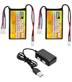 Batería Lipo De Enchufe JST-2P De 7.4 V 500 MAh 30C Adecuada Para Helicópteros RC, Cuadricópteros, Aviones Pequeños, Drones De Carreras Micro FPV, Autos RC, Camiones Y Vehículos De Alta Velocidad
