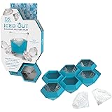 TrueZoo Diamond Silicone Mold Tray for Whiskey Bath Bombs, Candy, Soap, and DIY Crafts, Dishwasher Safe, 1.75", Blue, Set of 