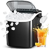 Antarctic Star Ice Maker Countertop, Portable Ice Machine with Carry Handle, 26Lbs Per Day, 9 Cubes Ready in 6 Mins, Self-Cleaning Ice Makers with Ice Scoop and Basket for Kitchen/Office/Party (Black)