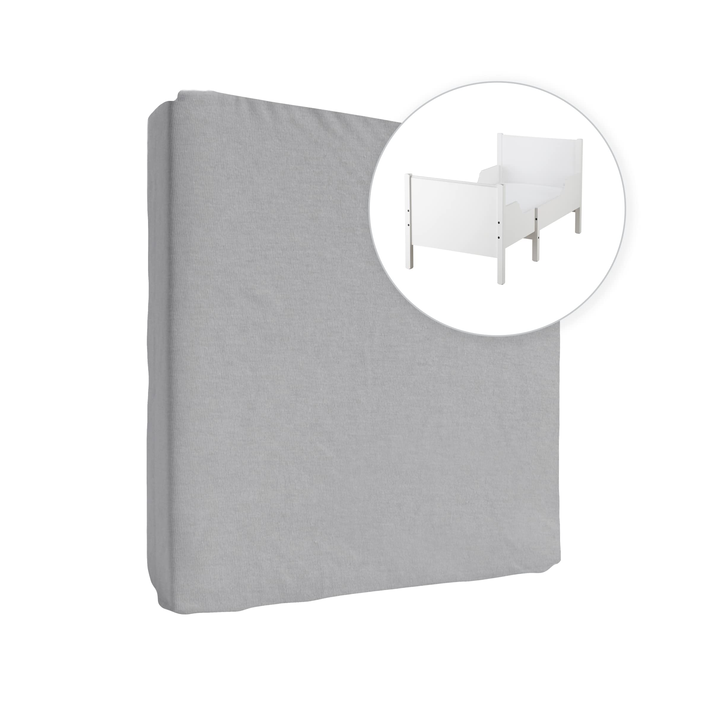 Jersey 100% Cotton Fitted Sheet for 160 x 80 cm Extendable Toddler Junior Bed Mattress (Grey)