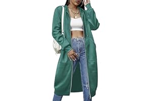 ELESOL Women Casual Zip up Fleece Hoodies Tunic Sweatshirt Long Hoodie Jacket S-XXXL