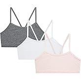 Rene Rofe Girls Training Bra - 3 Pack Stretch Cami Bralette - Spaghetti Strap Starter Bras for Girls