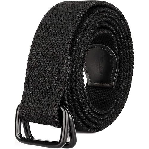 Drizzte Plus Size 39 to 75'' Long Double D Ring Mens Canvas Cloth Web Belt