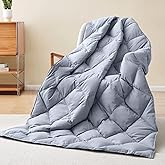 puredown® Down Throw Blankets, Lightweight Down Throw for Indoor and Outdoor, Soft Throw, Travel, Couch, Medium Warm, Silver (50" x 70")