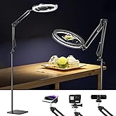 UBeesize 12" Ring Light Tripod for iPhone with Overhead Phone Mount, 75" Tall Ring Lights with Stand and Camera Mounts for Photography/Live Streaming/TikTok/YouTube Content Creation