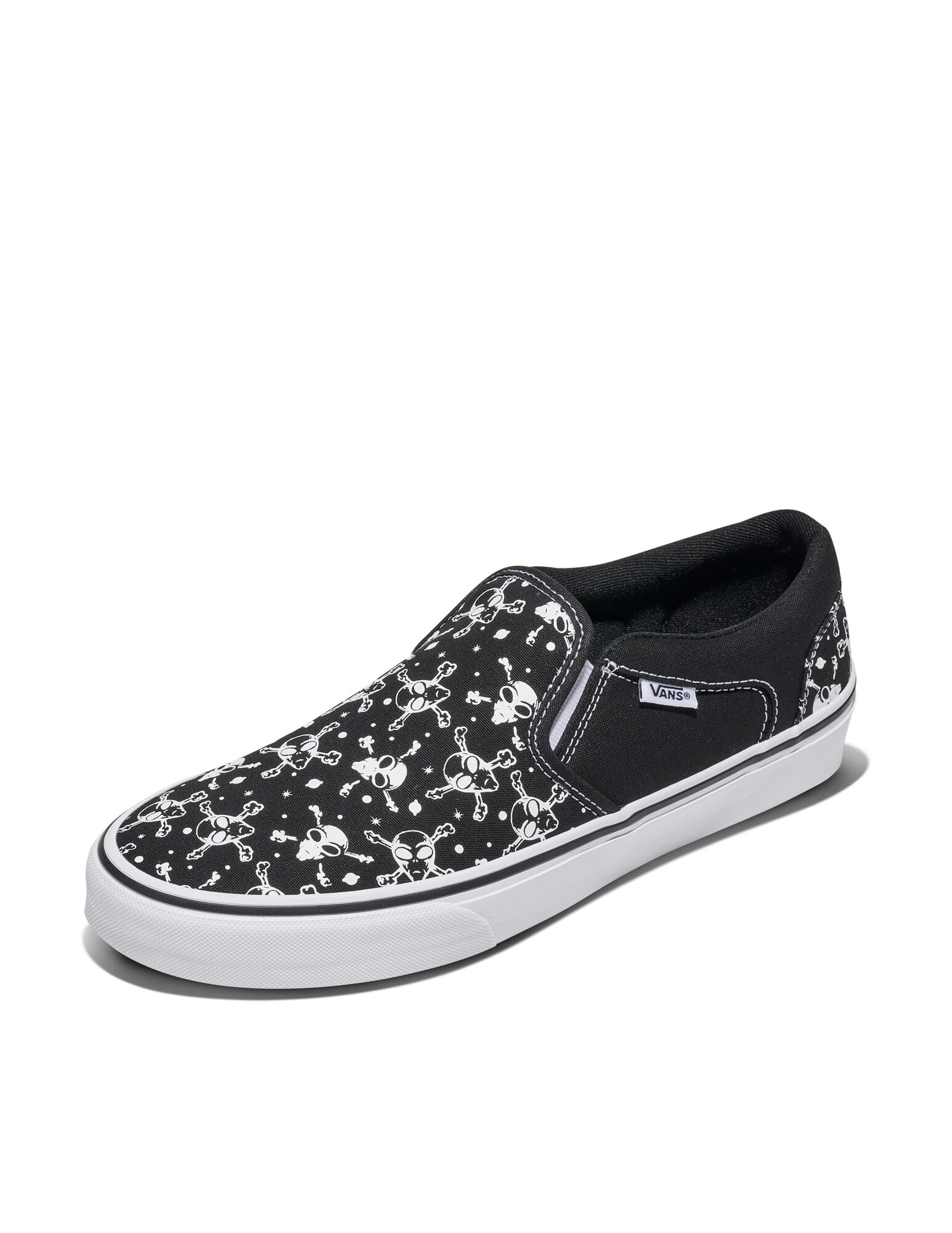 Vans Men's Asher Slip-on Shoes, Alien Skull Black/White, 10.5 Image