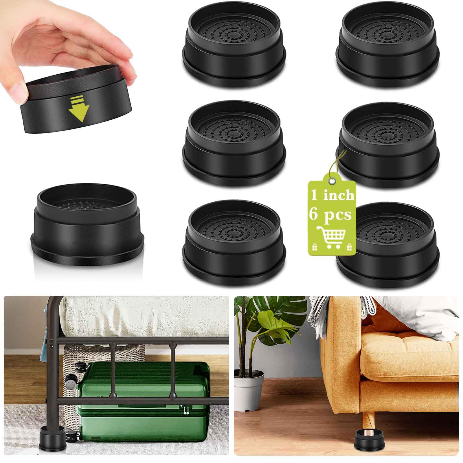 Yookwutar 6 Pack Furniture Risers 1 Inch, Adjustable Bed Risers Heavy ...