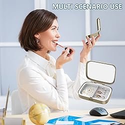 Pill Case Pill Box with Mirror Retro 2 Compartment