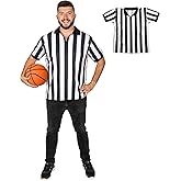 Crown Sporting Goods Men's Official Black & White Stripe Referee/Umpire Jersey – Pro-Style Ref Uniform, Great for Basketball, Football, & Soccer