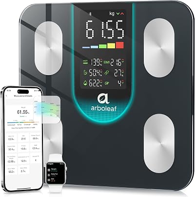 arboleaf Smart Body Fat Scale 14 Metrics 400lb Bluetooth BMI Muscle Mass