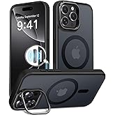 GolbinBox for iPhone 16 Pro Max Case, Compatible with Magsafe, Built-in Invisible Stand, Military-Grade Protection, Anti-Scratch Translucent Matte Hard Back Shockproof Protective Phone Case, Black
