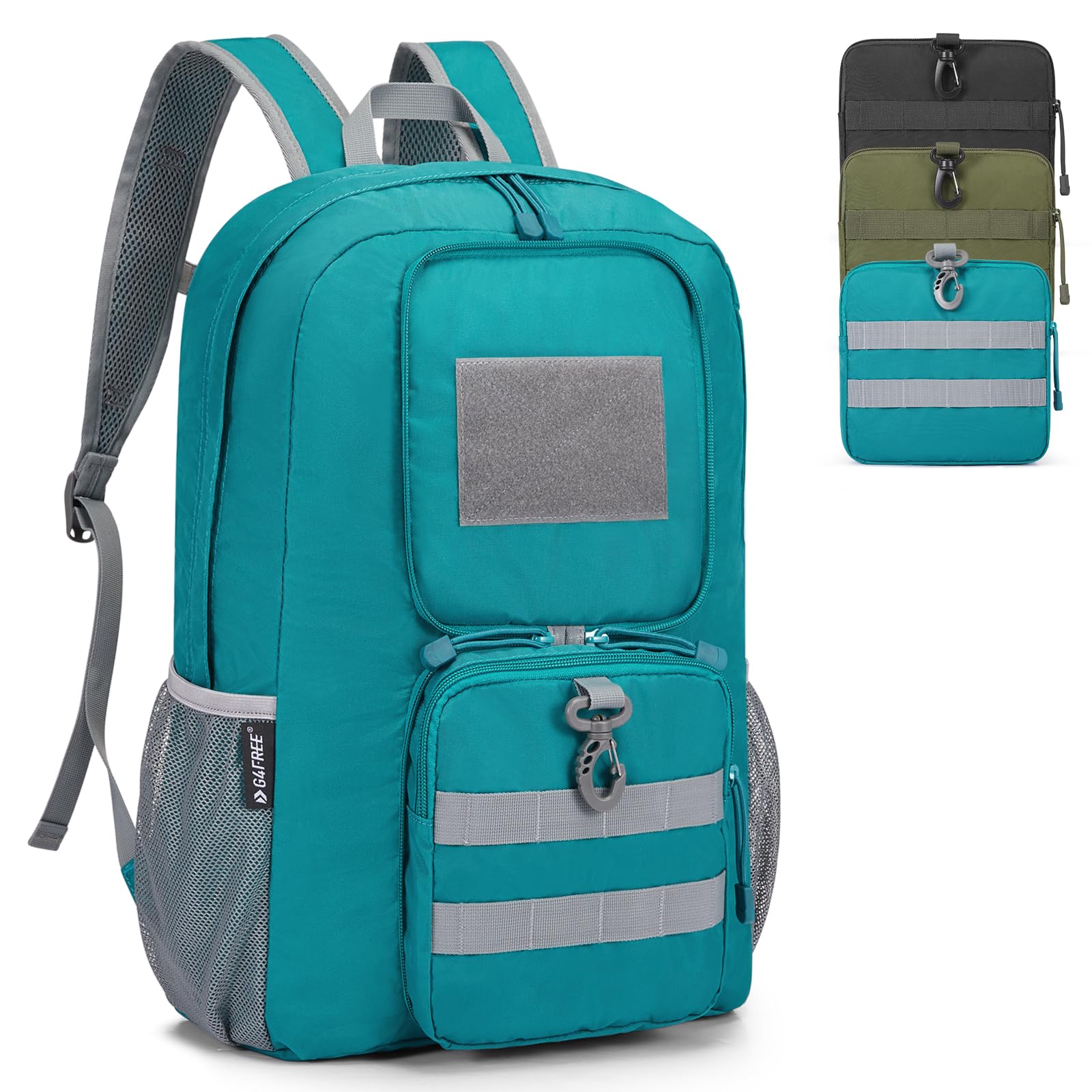 G4Free Lightweight Military Tactical Backpack Foldable Army Assault Pack Packable Shoulder Bag Rucksacks Daypack with Molle System(Peacock Blue