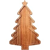 Gtencemen Acacia Wood Christmas Tree Tray - Decorative Serving Platter, Festive Plate, Xmas Dish & Wooden Charcuterie Board for Holiday Gift, Cheese, Fruit, Veggie & Cookie, Food, Snack, 16” x 10”