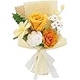 Marvogo Crochet Flowers Crochet Bouquet Handmade Crochet Rose Bell Orchid Suitable Tulip Fern Leaf as a Gift for Lover, Family,Friends. Artificial Flower Finished Bouquet (Yellow)