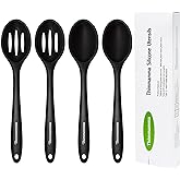 Silicone Cooking Spoon, Nonstick Kitchen Spoons for Cooking, Slotted and Solid Serving Spoon Heat Resistant, Silicone Mixing Spoons Basting for Nonstick Cookware 4 Pack
