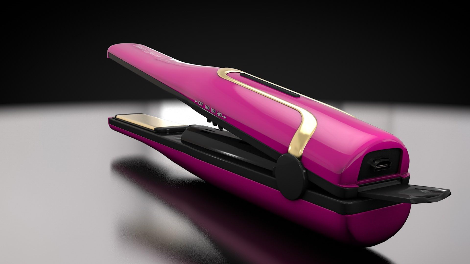 HFX Cordless USB Rechargeable Hair STRAIGHTENERS | Contour Design with Metallic-Toned Casing | Nano-Titanium Mirror Effects Styling Plates | Colour: Metallic French Pink
