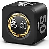 KADAMS Pomodoro Cube Timer Productivity Visual Timer - 5/10/25/50 Min Rotating Countdown, Customize Countup Silent Mode- for 