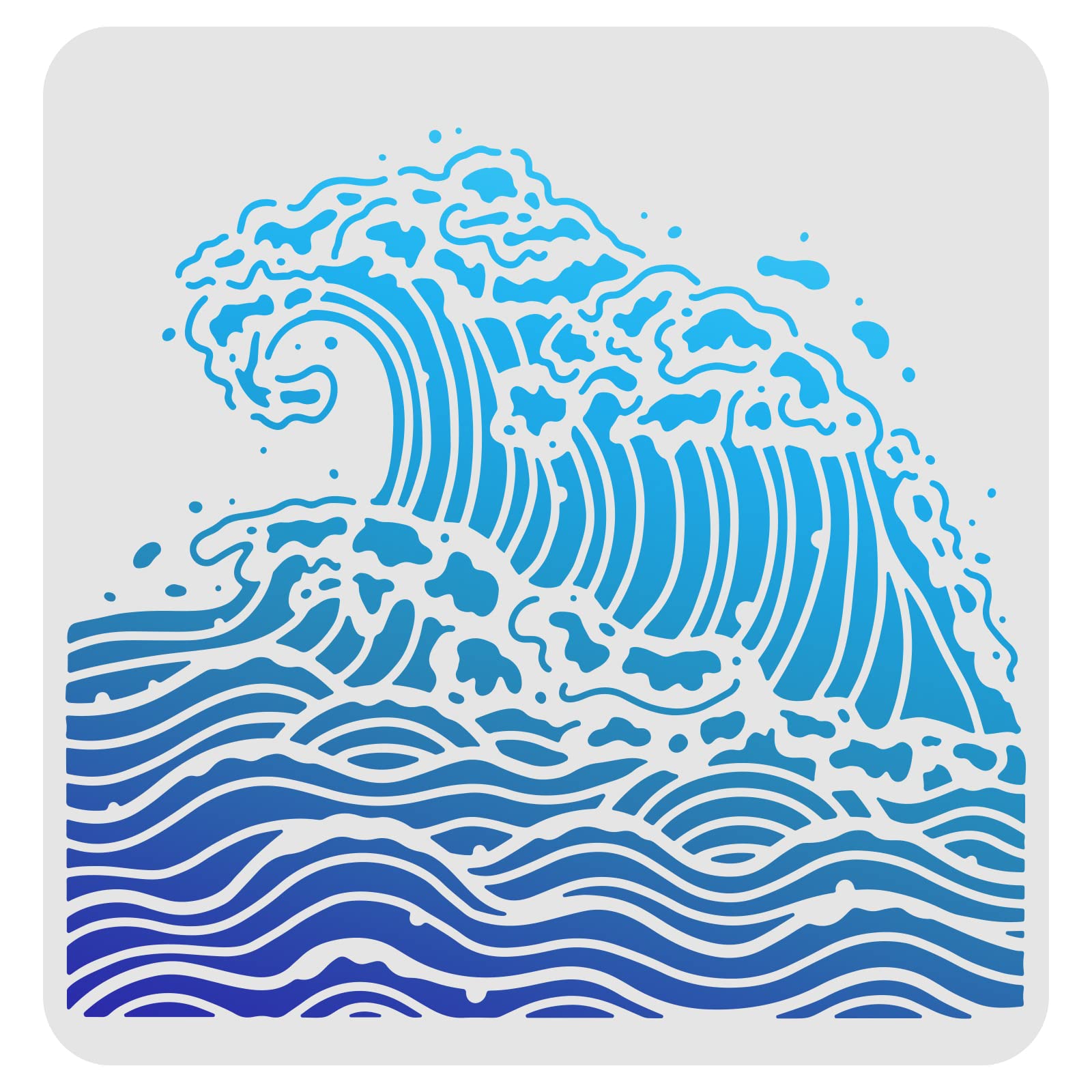 FINGERINSPIRE Sea Waves Drawing Stencil 30x30cm Plastic Reusable Stencils for Painting on Wood, Floor, Wall and Fabric
