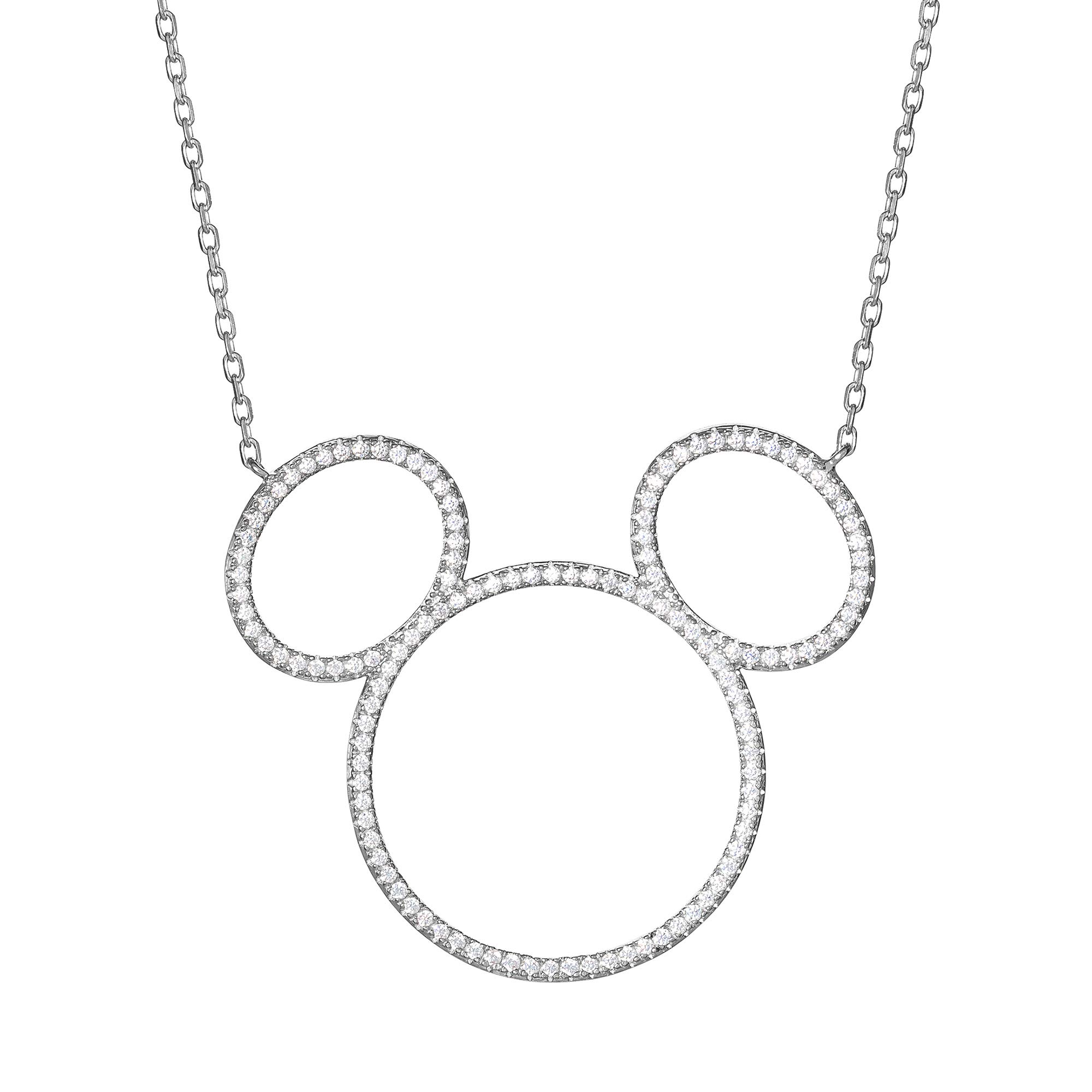 Mickey Mouse Silver Stone Set Necklace N901861RZWL-18.PH