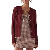 Darong Women's Long Sleeve Cable Knit Cardigan Sweater Fall Winter Open Front Button Up Outfits Fashion Clothes