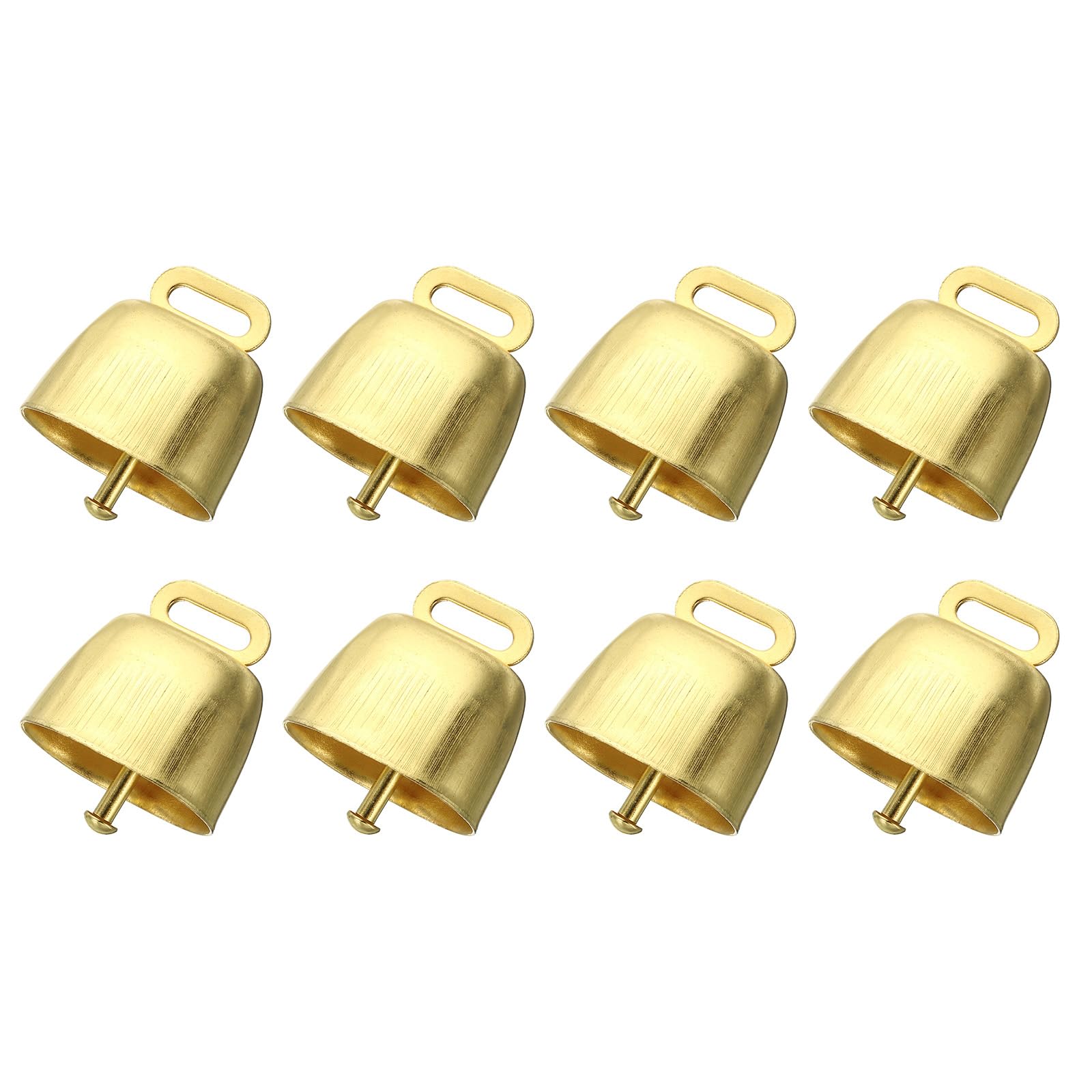 PATIKIL Mini Cow Bells for Crafts Christmas, 8 Pcs Shiny Gold Small Cow Bells, Loud Grazing Copper Bells Noise Makers, Cowbell Goat Bell, 1.4 x 0.9 x 1.4"