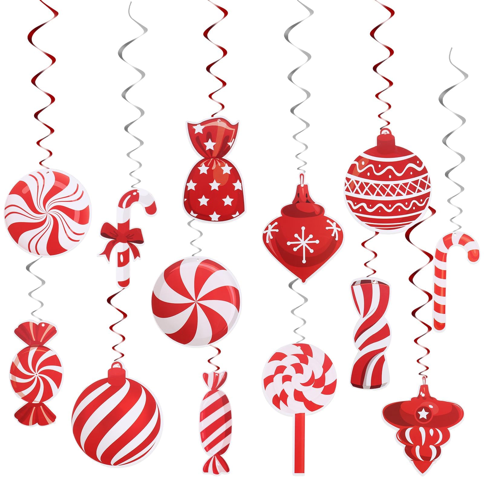 YUDAEE 26Pcs Christmas Hanging Swirl Decorations - Xmas Tree Ceiling Decor for Holiday Party