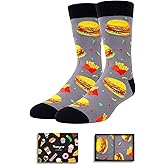 HAPPYPOP Funny Socks for Men - Donut Burger Gifts, Pickle Taco Socks for Teen Boys