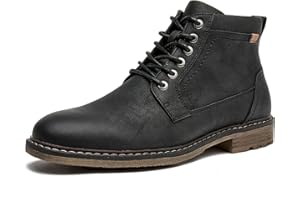 CLOWSE Men's Chukka Boots Casual Dress Boots Zipper Motorcycle Combat Boots Waterproof Ankle Boots Lace Up Fashion Leather Boots