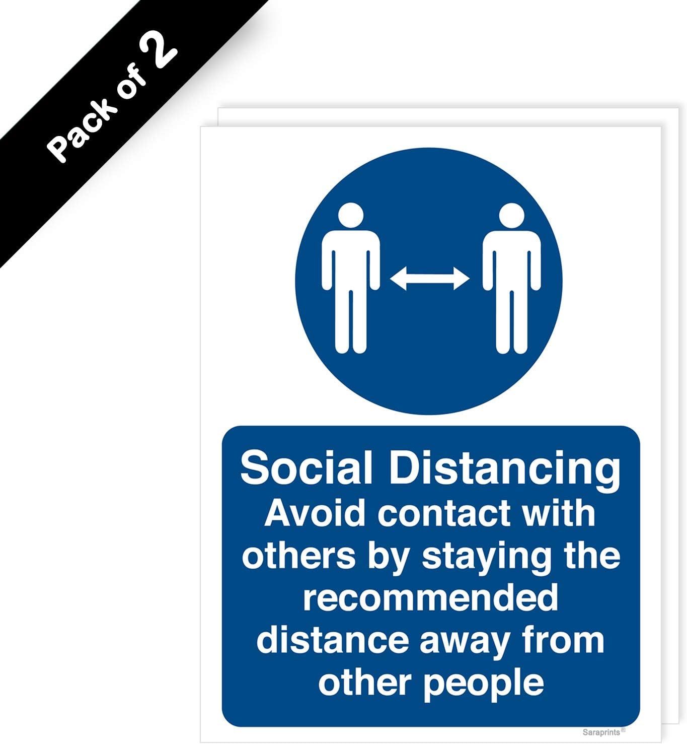 Pack of 2 Social Distance Signage, Social Distancing Signs for Shops Self Adhesive Waterproof Vinyl 150mm x 200mm V1104 - Image 3