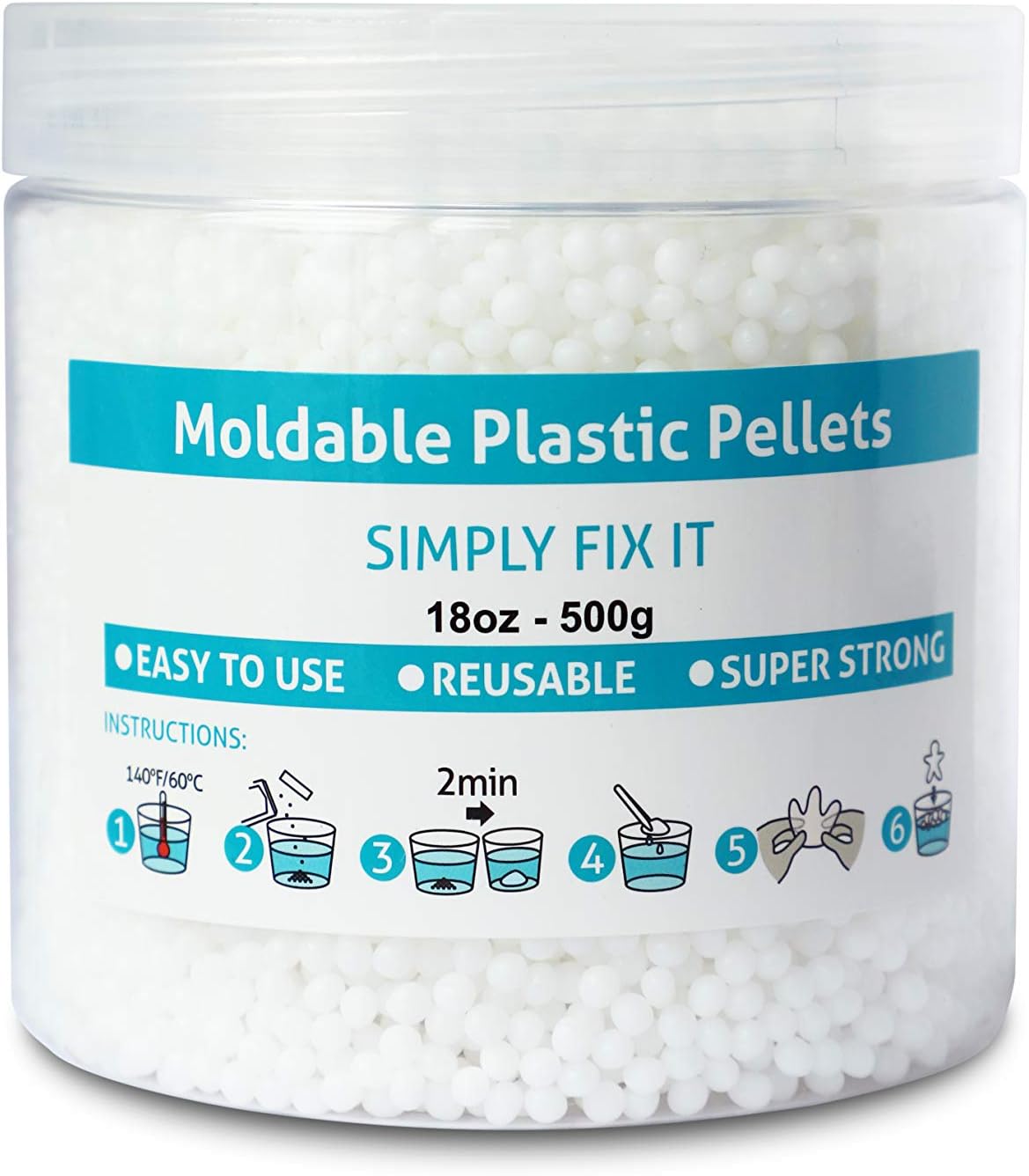 Polymorph Moldable Plastic Pellets Thermoplastic Beads Clear Slime for Cosplay 18OZ