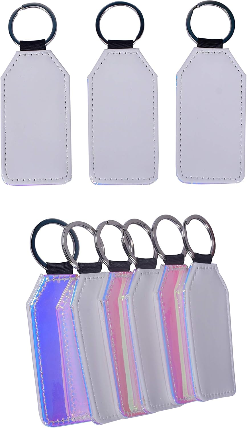 20 Pieces Heat Sublimation Blank Keychain Multicolor PU Leather Blanks Tetragonum