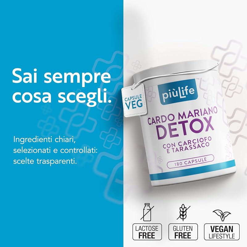 Cardo Mariano Tarassaco e Carciofo PiùLife 400 mg Silimarina - 180 Capsule