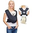 AnccoPlus Dog Carrier for Small Dogs, Front Facing Dog Carrier Sling, Hands Free Cat Sling, Size Adjustable, Reducing Back Pain, Soft Cotton, Premium Dog Sling Carrier (Regular, Charcoal Black)