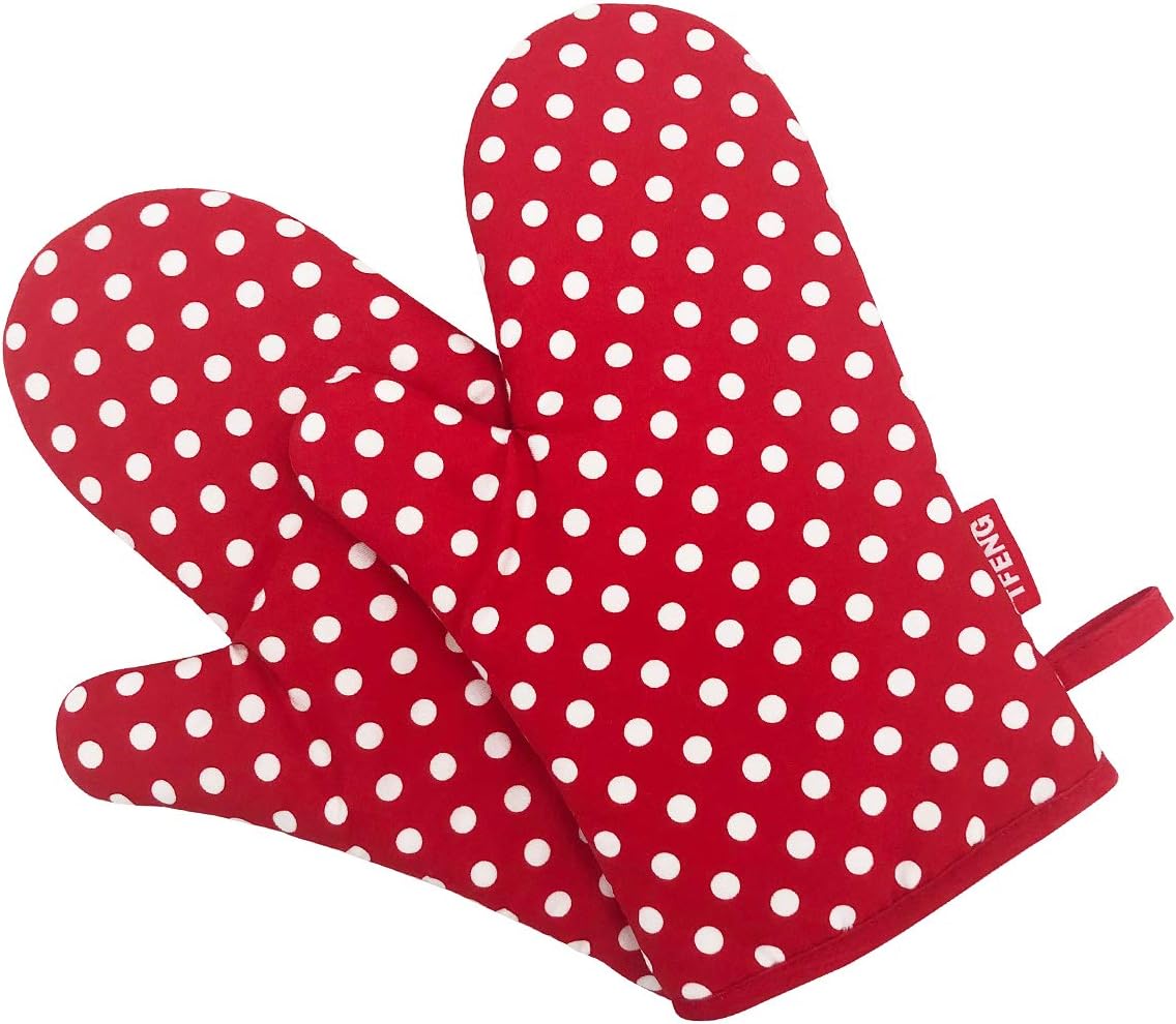 TFENG Ofenhandschuhe Hitzebeständig - Anti-Rutsch Grillhandschuhe In Rot