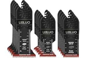 LEILUO Japanese Teeth Oscillating Tool Blades 15Pcs CRV Multitool Blades Set Wood Cutting Extra-Long Oscillating Saw Blade Compatible with DeWalt Makita and More