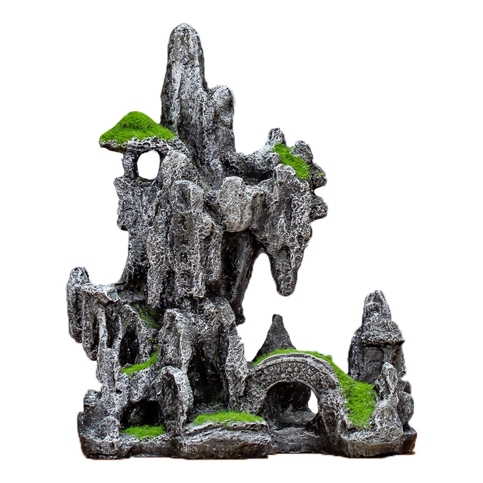 JGZTJXNK Aquarium Mountain View Ornaments, Large Fish Tank Rockery Landscaping, Desktop Interior Decoration (6.69x3.54x8.26inch-L)